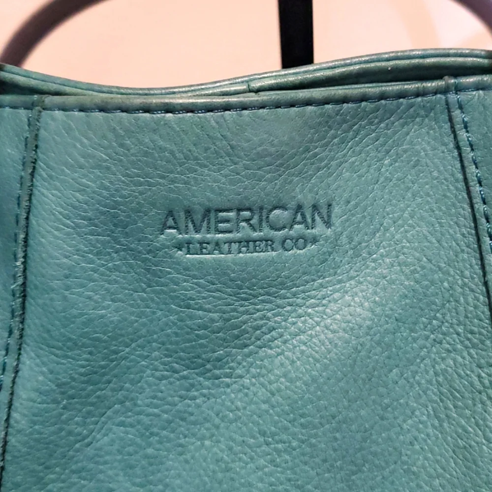 American Leather Co. Ada Triple Entry Leather Crossboy Satchel Deep Lake, Teal - Picture 2 of 12